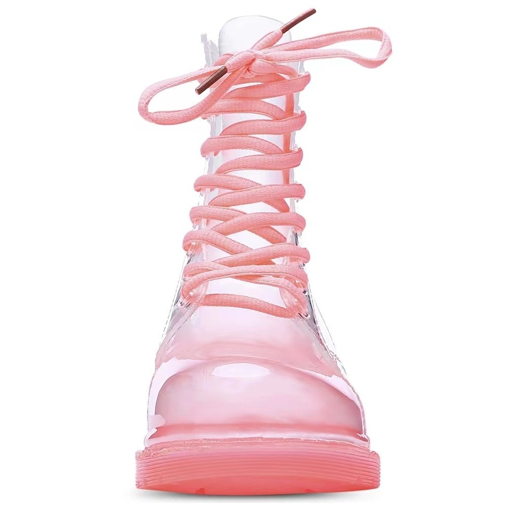 Fashion Design In 2023 Non Slip Waterproof Middle Barrel Transparent Clear Rain Boots For Ladies