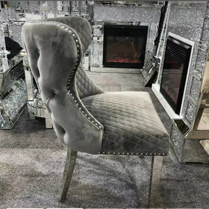 Nordic classic style wholesale manufacturers living room chair stainless frame flannel back accessory lion head dining chair