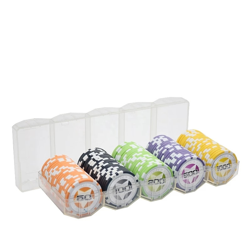 100pcs Poker Chip Tray Clay Coins Set Las Vegas Casino Taxes Hold'em Poker Club Chips Sets Acrylic Box ABS/Plastic/Clay/Ceramic