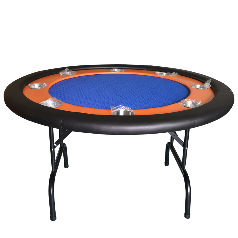 Hot Sale 132*132*76cm Casino Foldable Custom Texas Hold'em Baccarat Round Table with 8 players Waterproof 4colors Poker Table