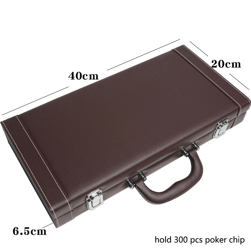 Hot Sale Custom Poker Chip Case Wholesale Leather Suitcase Casino Game Accessory PU Storage 300pcs Poker Chips Leather Box