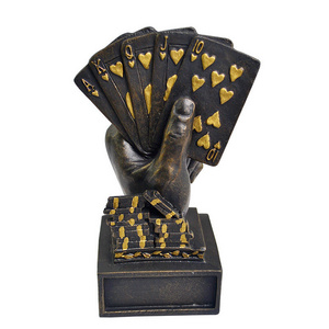 Casino Souvenirs 3 Colors Metal Poker Card Tournament Winner Casino Cup Poker Trophy Poker Game Award Prize Home Decoration 1pcs