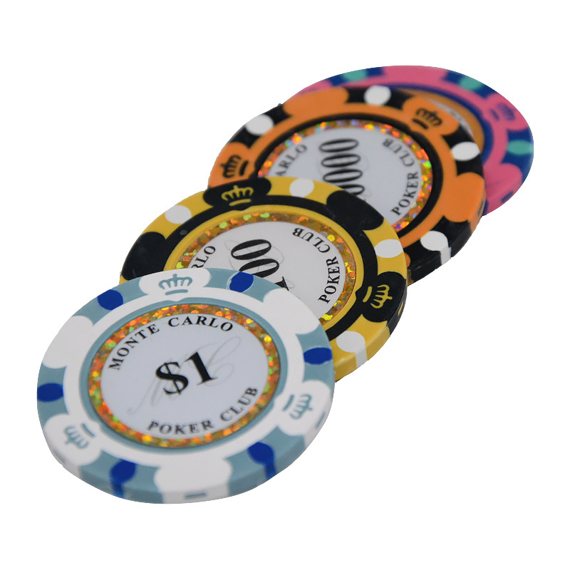 Clay Poker Chips 14g Set Casino Poker Coins 40mm Entertainment Custom Poker Chip Texas Hold'em Dollar Game USA FBA Drop Shipping