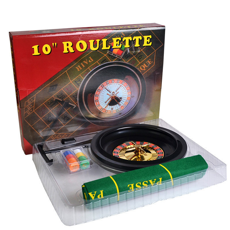 Hot Sale 10'' Roulette Poker Chips Set with 60pcs Small Poker Chips & Table Cloth & Chips Roulette Drinking Game Set Supplier