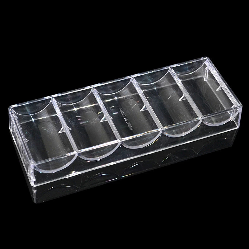 Hot Sale 1000PCS Acrylic Poker Chips Suitcase Transparent Cases With Password Texas Hold'em Double Open Coin Boxes With 10 Trays