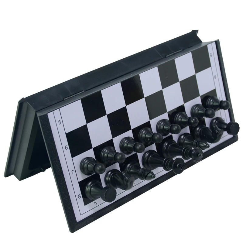 Chess Set Folding Magnetic Plastic Chessboard Board Game Portable Kid Toy International Chess Folding Portable Board Game 1set