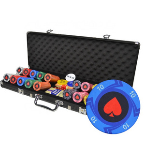 OEM Casino Baccarat Poker Set 500 Chips High Quality 10g Ceramic Texas Poker Chips Set Custom Gambing Poker Ept Chips Set/