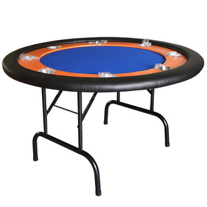 Hot Sale 132*132*76cm Casino Foldable Custom Texas Hold'em Baccarat Round Table with 8 players Waterproof 4colors Poker Table