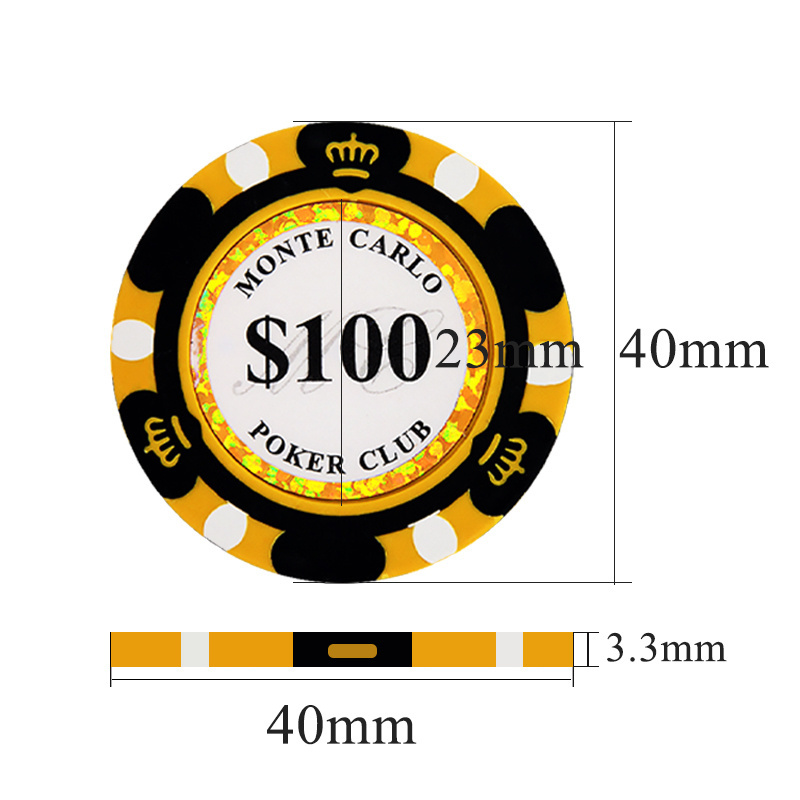 Ept Ceramic Poker Chip Crown Genuine Coins Leather Stripe Blank Tray With Table Cloth Case Clay Poker Chips 10g 40mm