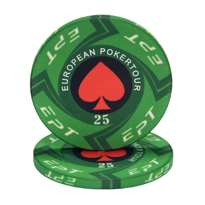 Hot Sale EPT Ceramic Poker Chip Texas Custom Professional Casino European Round Coins Supplier Poker Chips for Gambling Club