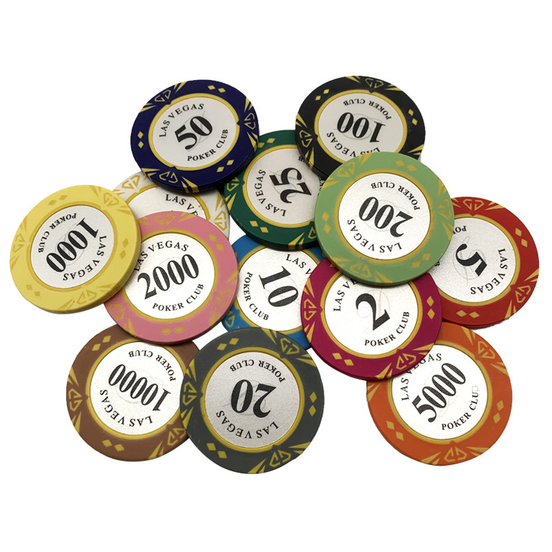 High Quality 14g Clay Casino Custom Poker Chip Set 40mm Coin Las Vegas Inner Metal with Trim Sticker Poker Chips Manufacturer