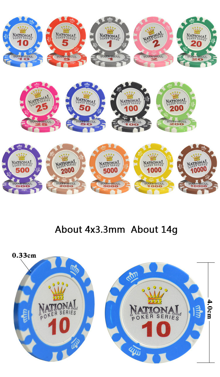 100pcs Poker Chip Tray Clay Coins Set Las Vegas Casino Taxes Hold'em Poker Club Chips Sets Acrylic Box ABS/Plastic/Clay/Ceramic