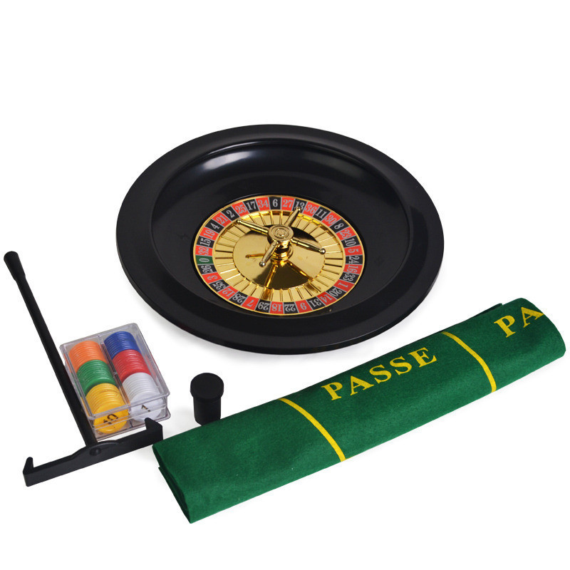 Hot Sale 10'' Roulette Poker Chips Set with 60pcs Small Poker Chips & Table Cloth & Chips Roulette Drinking Game Set Supplier