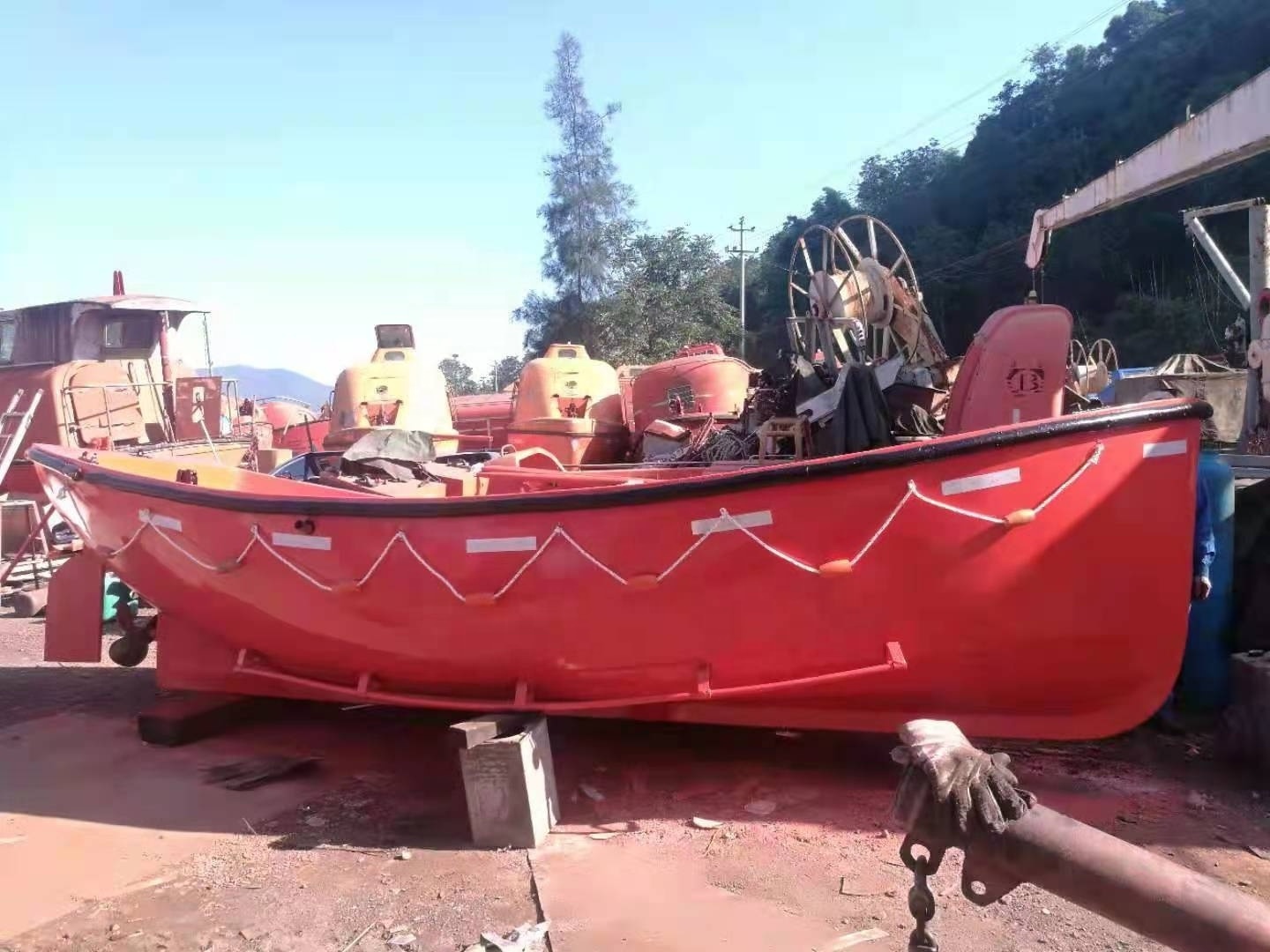 used ship boat vessel fiberglass lifeboat