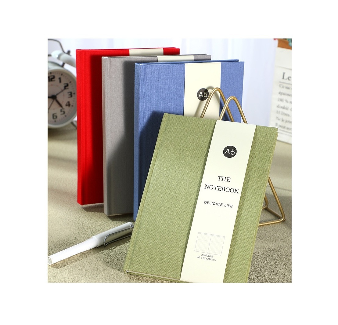 Wholesale A5 Fabric Cloth Hardcover Solid Color Simple Style Notebook