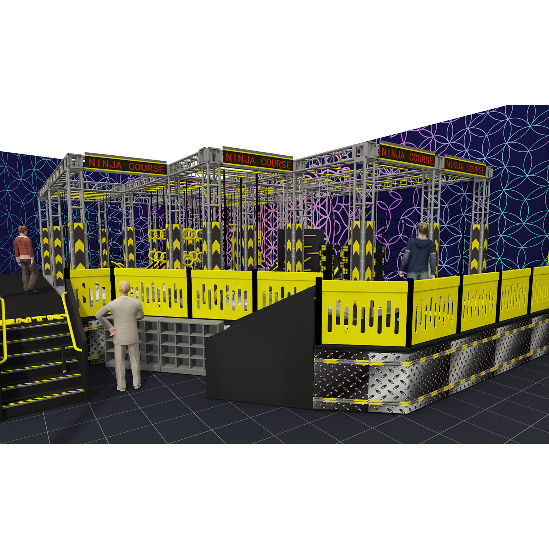 Trampoline Park Indoor Equipment, Extreme Trampoline Ninja Warrior, SkyZone Supplier