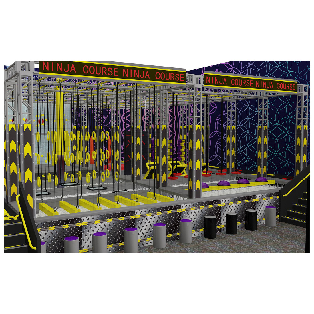 Trampoline Park Indoor Equipment, Extreme Trampoline Ninja Warrior, SkyZone Supplier