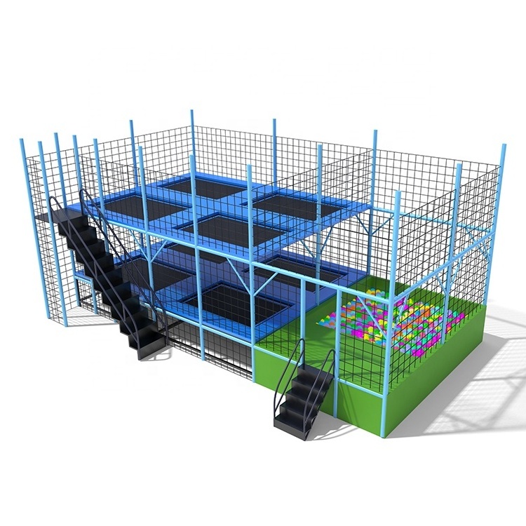 Commercial Indoor Elastic Bed Trampoline Park with Climbing Wall