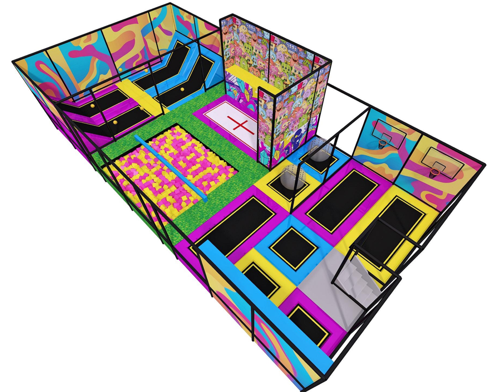 USA And Canada Popular trampoline park indoor equipment with interactive game wall for church