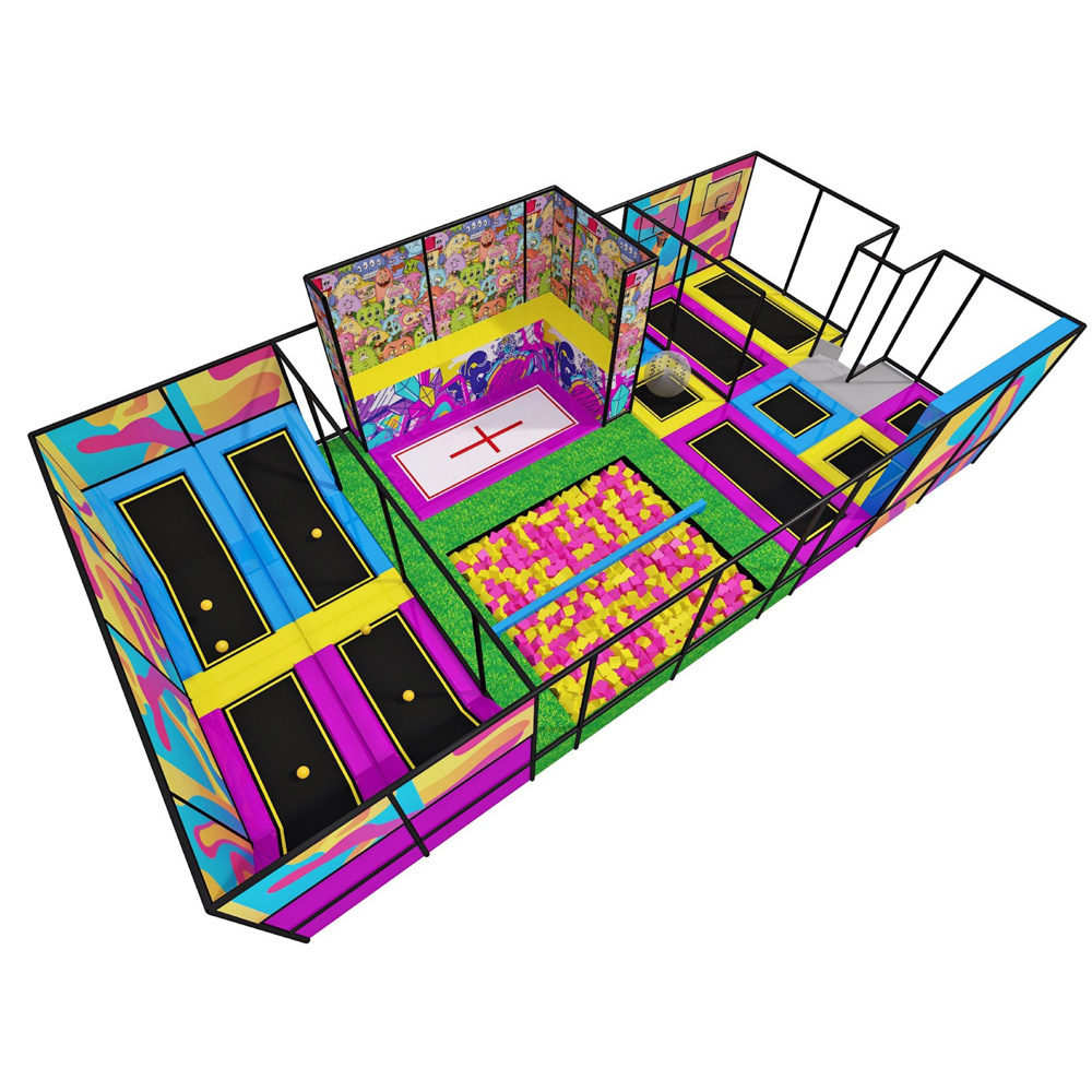 USA And Canada Popular trampoline park indoor equipment with interactive game wall for church