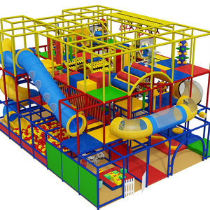 kids indoor playground play structure with tube slide ocean ball pit  and obstacles