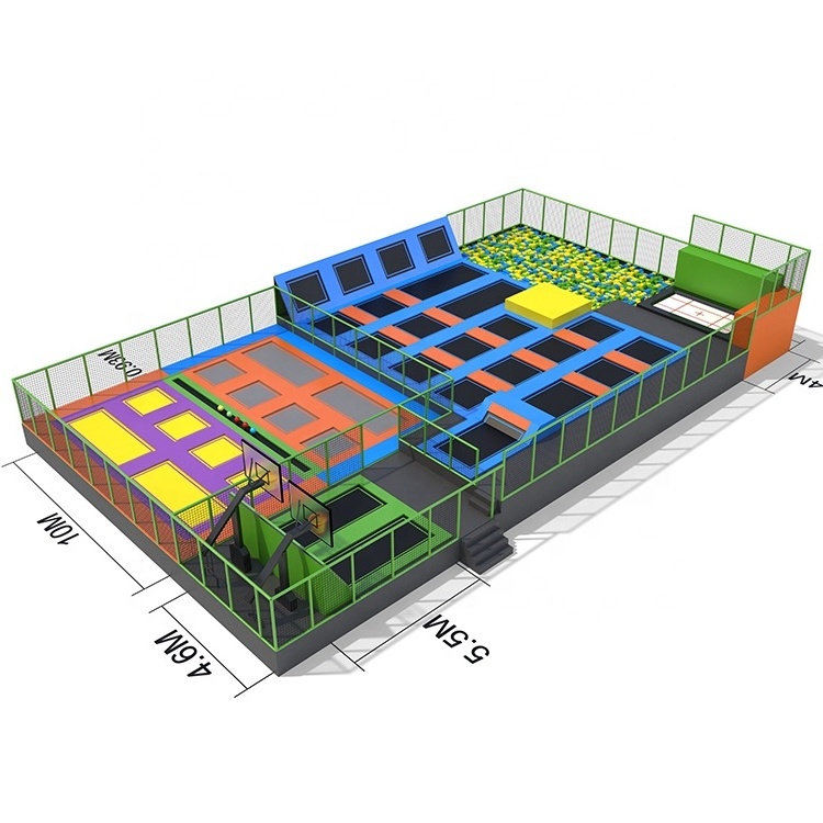 Commercial Indoor Elastic Bed Trampoline Park with Climbing Wall