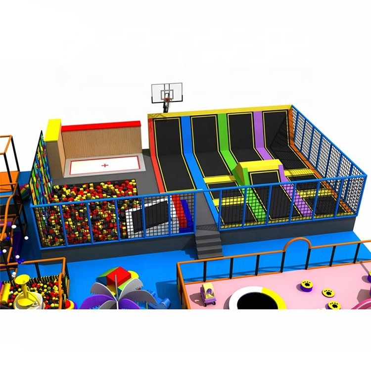 Commercial Indoor Elastic Bed Trampoline Park with Climbing Wall