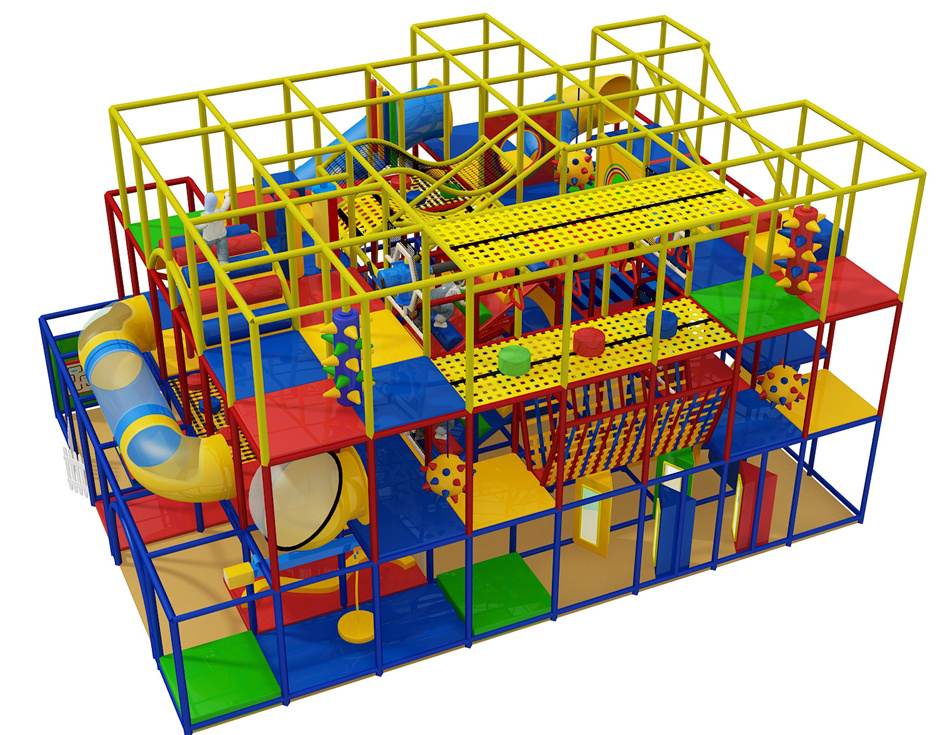 kids indoor playground play structure with tube slide ocean ball pit  and obstacles