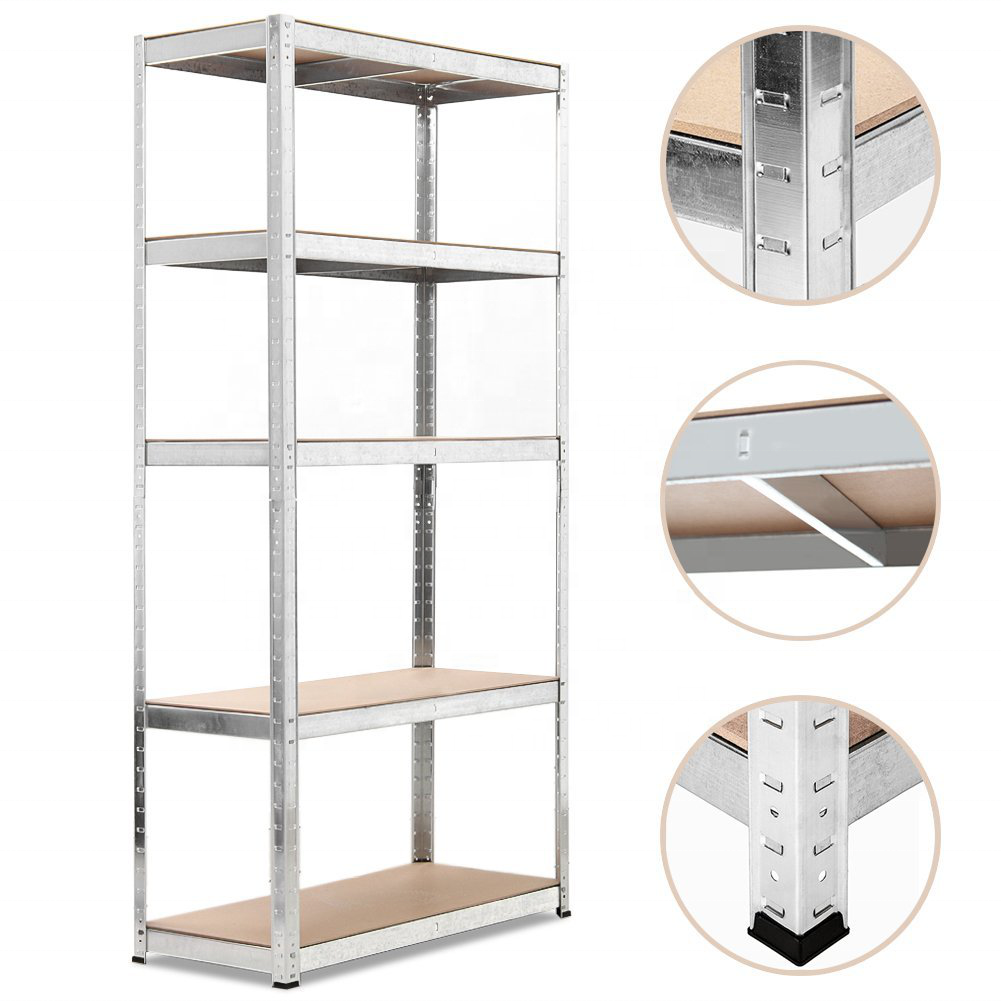 High quality 5-Shelf steel adjustable rack garage storage shelf boltless particle board warehouse rivet shelving