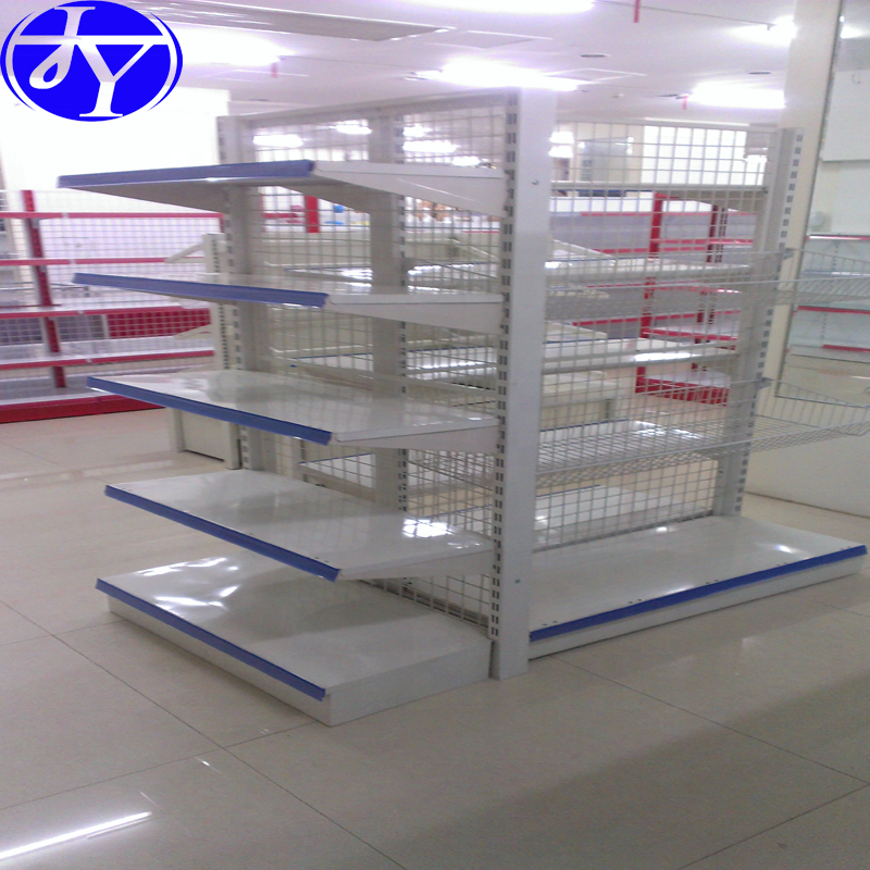 50*100 Grid Convenience Store Wire White Shelving JIAYUAN Supermarket Rack Double-sided Metallic Heavy Duty Wire Mesh Back Panel