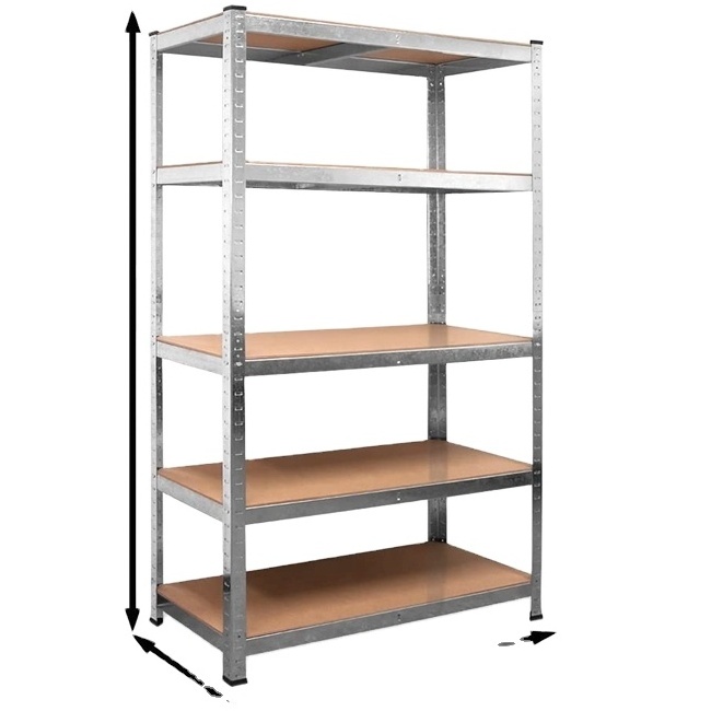 High quality 5-Shelf steel adjustable rack garage storage shelf boltless particle board warehouse rivet shelving