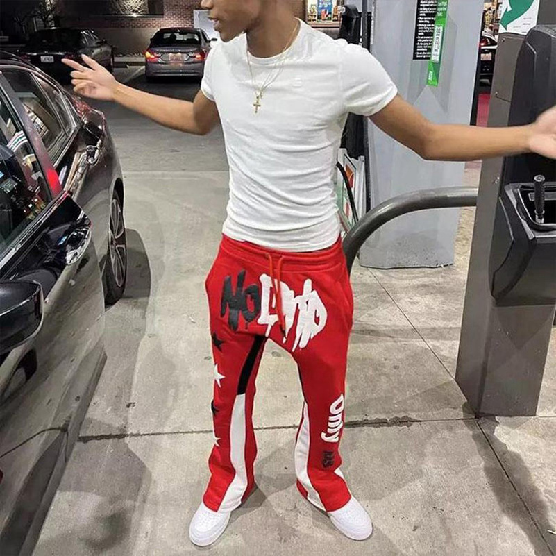 customized logo fashion male sweatpants pants mens casual long track flare pant men