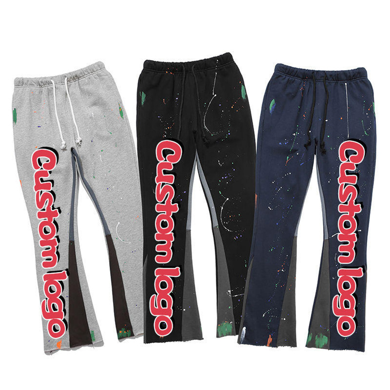 customized logo fashion male sweatpants pants mens casual long track flare pant men