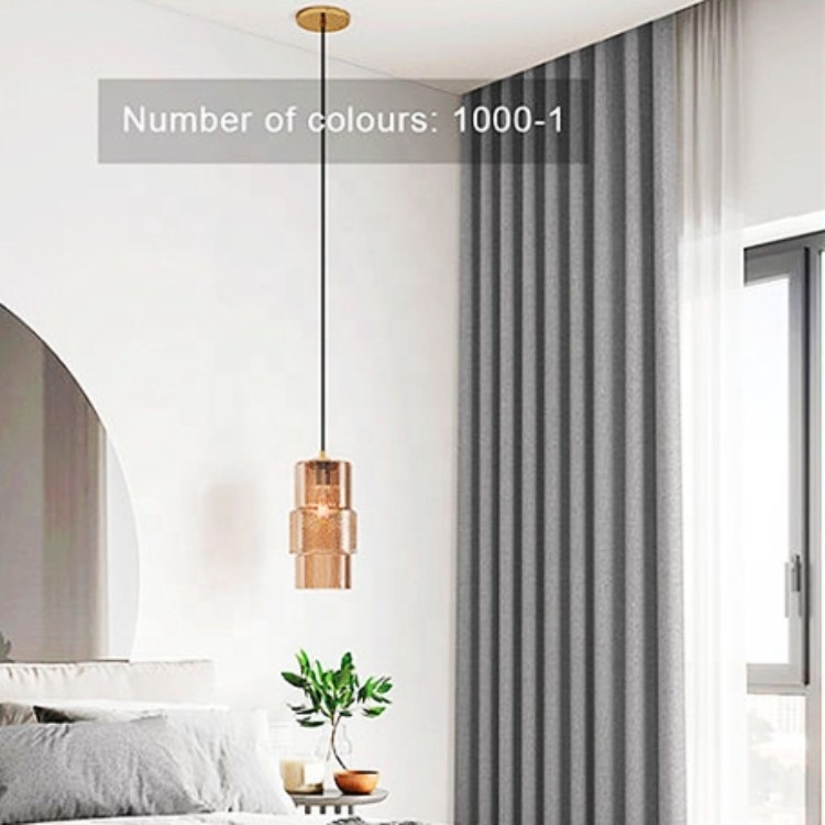 Blackout double-sided linen decoration for living room with blackout curtains Hotel S Fold Draper Linen Voile bedroom