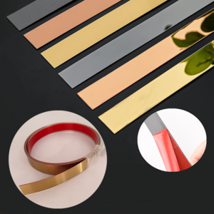 10MM Flat Metal Stickers Stainless Steel Self BLack Mirror Adhesive Strips For Background Wall Frame Decoration tiles profile