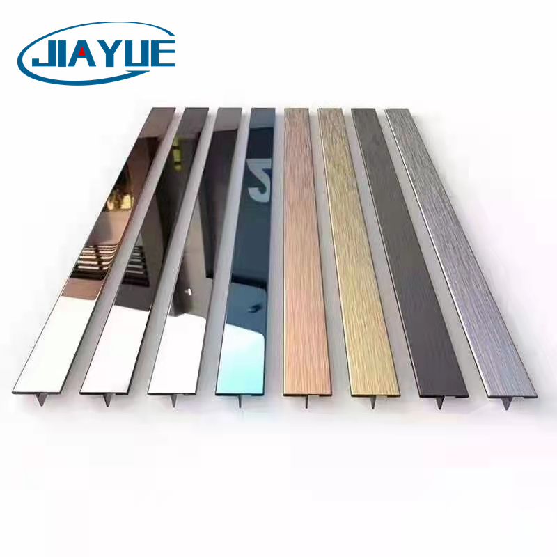 Tile Accessory Trim Decorative Mirror Gold 304 SS Patti Stainless Steel T shape Profile For Wall Cabinet Metal Transition Strip