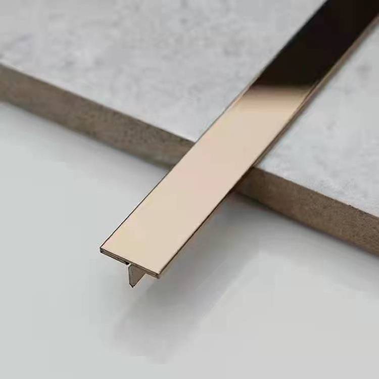 Tile Accessory Trim Decorative Mirror Gold 304 SS Patti Stainless Steel T shape Profile For Wall Cabinet Metal Transition Strip