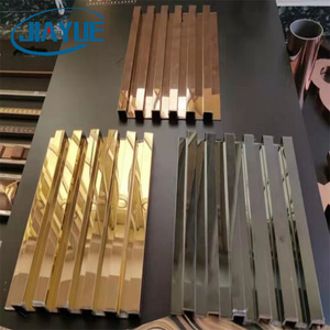 Factory 304 grade background Stainless Steel Mirror Gold Wall Fluted Panel Trim For Wall Protection Elevator Cladding