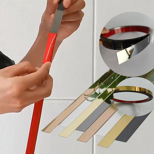 5M Metal Self-Adhesive Strip For Furniture Wardrobe Wall Self Adhesive Decorative Stainless Steel Flat Tile Trim