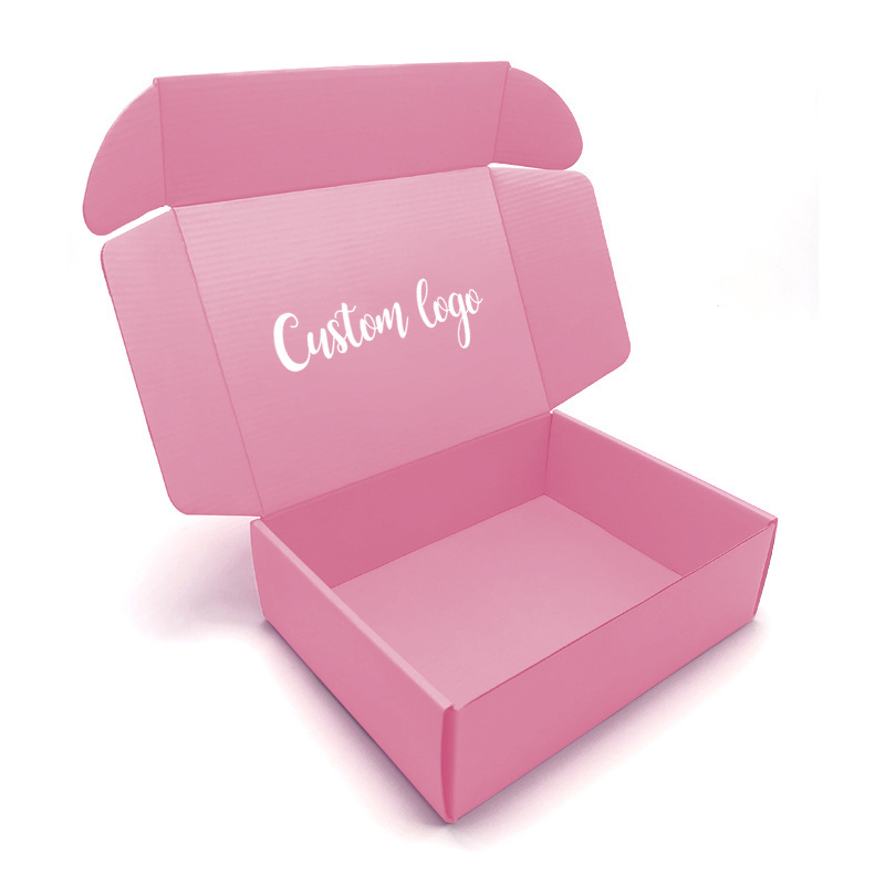 Custom Logo Corrugated Pink Folding Shipping Mailing Cart Package Mailer Box Shipping Boxes for Garment