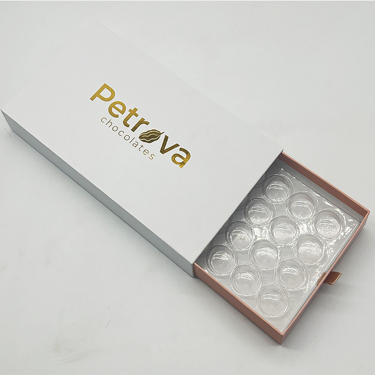 Wholesale small white chocolate gift box truffle box with plastic insert tray