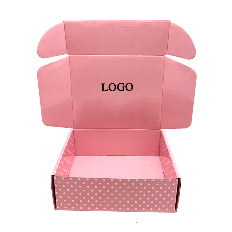 Custom Logo Corrugated Pink Folding Shipping Mailing Cart Package Mailer Box Shipping Boxes for Garment