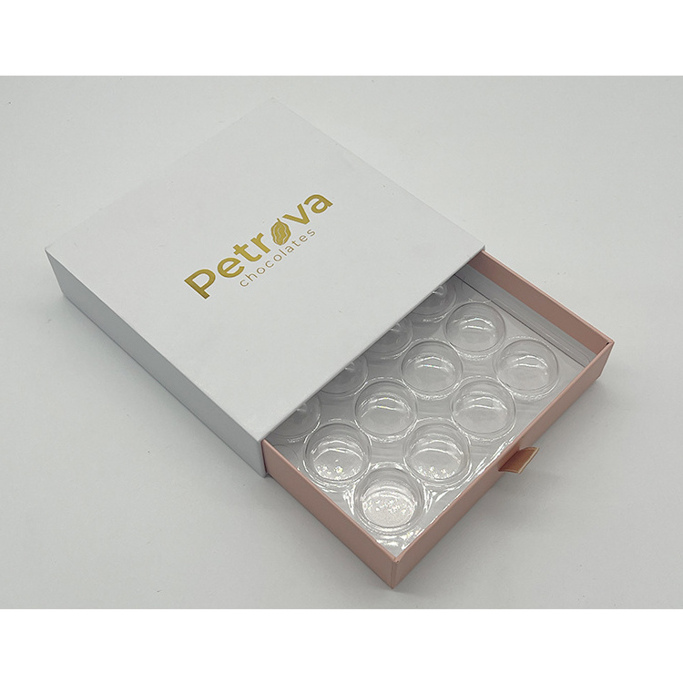 Wholesale small white chocolate gift box truffle box with plastic insert tray