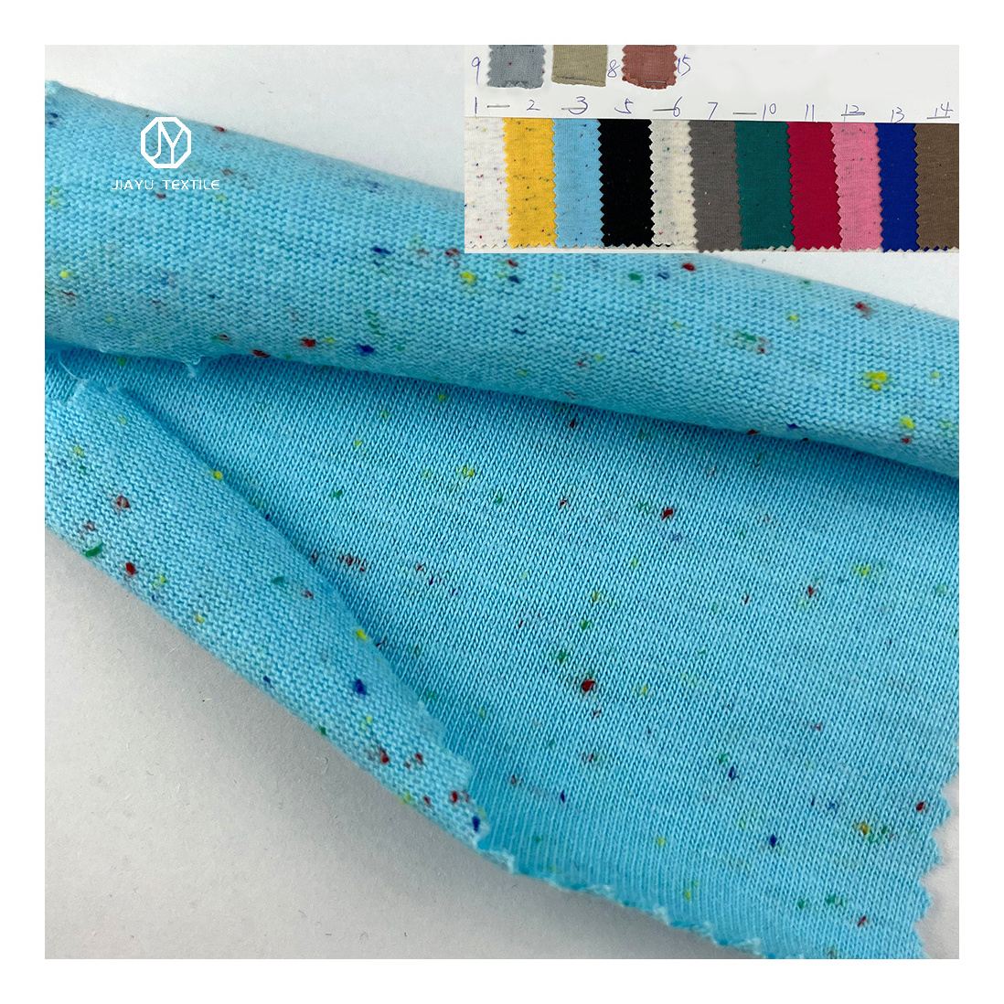 Soft Multi Color Dot Blend Knit Fabric 90% Cotton 10% Polyester Fashion Single Jersey Knitted Fabric with nep 280g