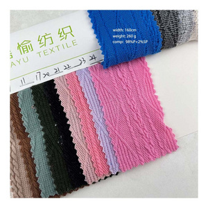 Premium High Quality 100% Polyester Knitted Jacquard Cable Design Fabric Making Sweater Material Wholesale