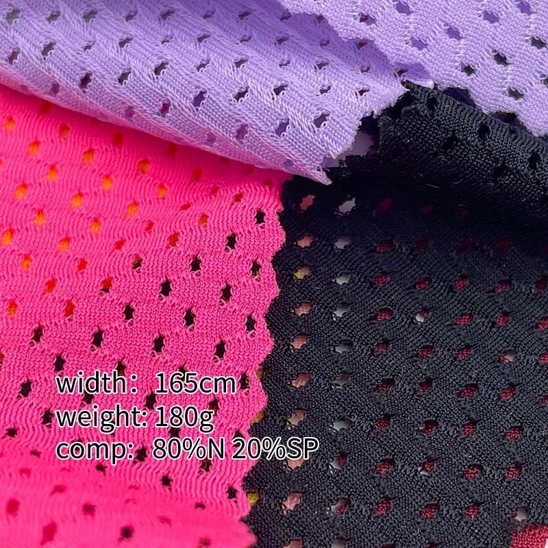 4-way stretch 100D 80 nylon 20 spandex Quick Drying small hole fabric 180g mesh basketball shirt underwear pants fabric