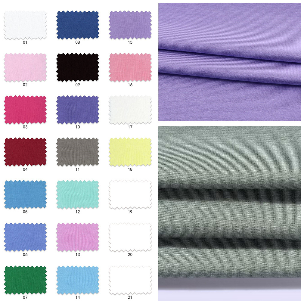 High quality super soft organic 92% bamboo fiber 8% spandex knitted fabric Bamboo fabric baby clothing solid color 290gsm