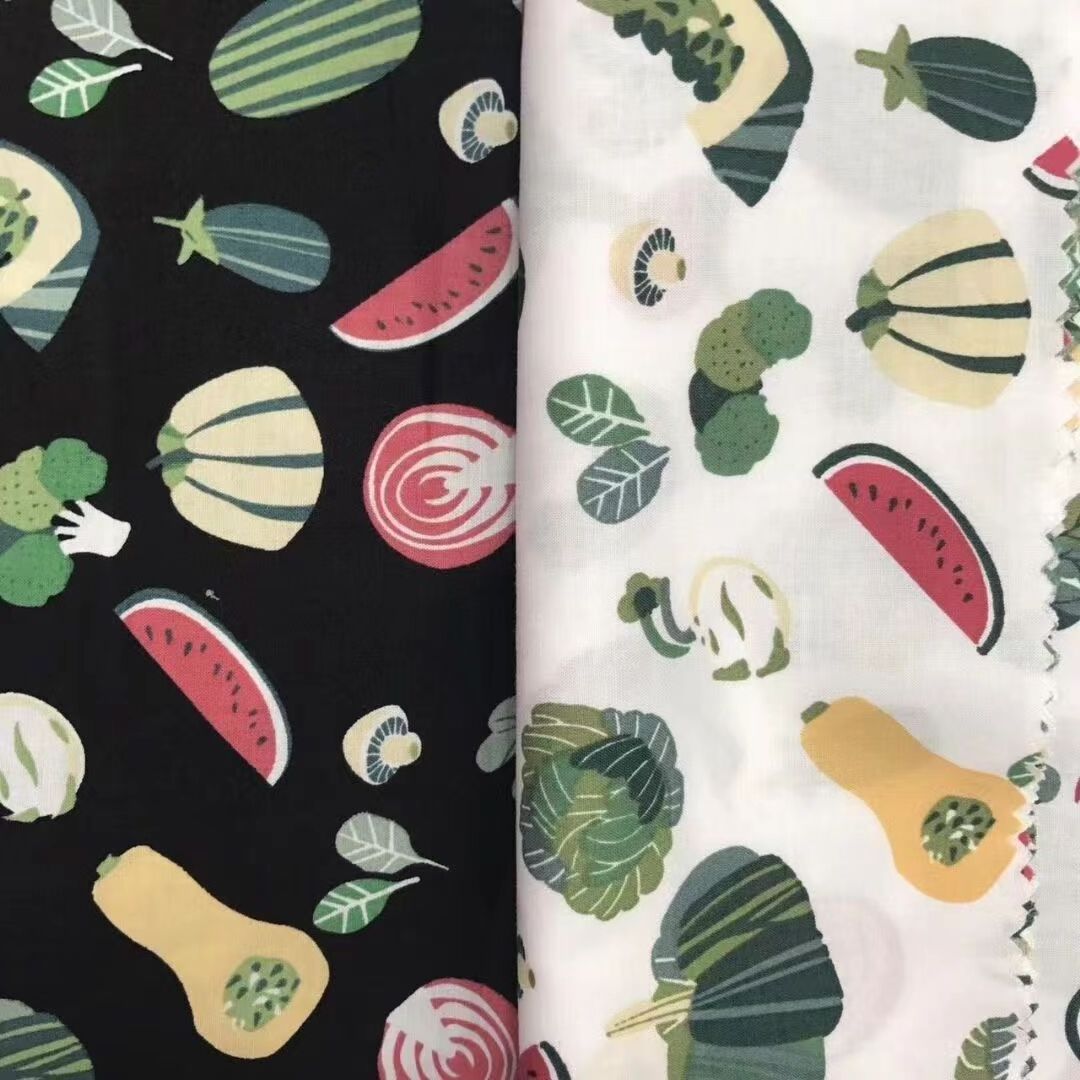 Cartoon kids clothing 100% cotton watermelon/lemon/cactus fruit/vegetable pattern printed fabric combed cotton printed material