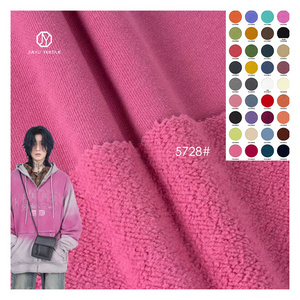 custom thick 21S 380gsm 100 cotton fleece knitted sweater Hoodie fabric brushed French terry fabric for clothing