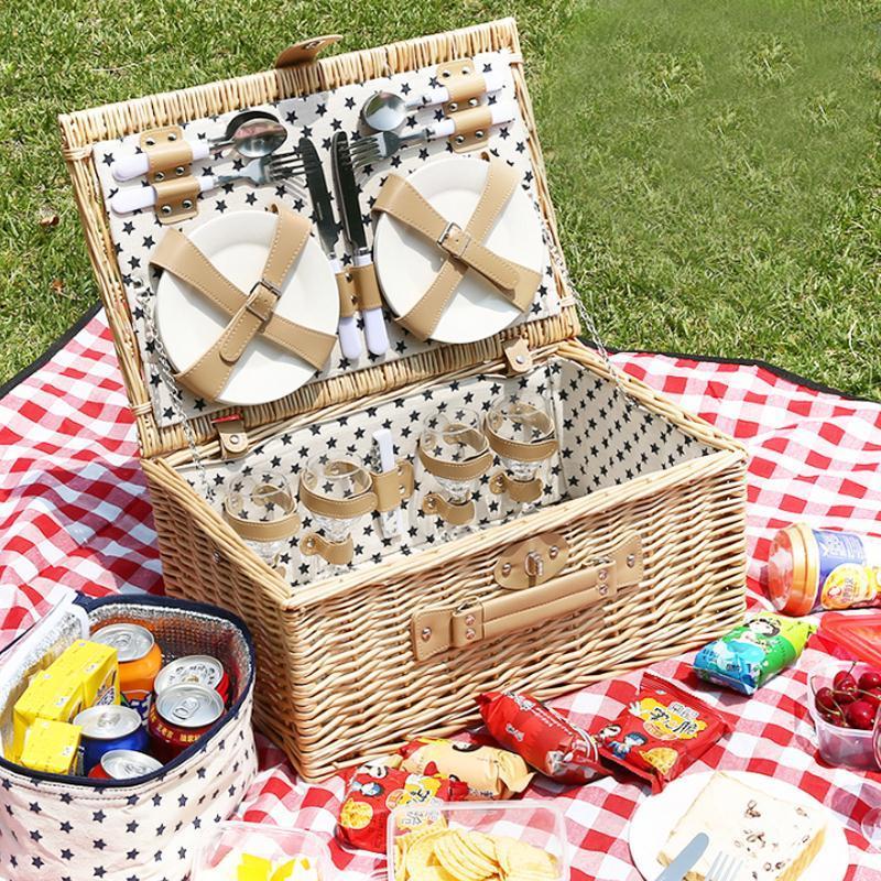 Luxury Hat Flowers Sliding Drawers Picnic Wicker Basket